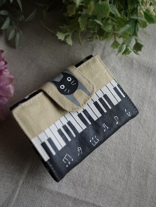 カードケース　ねこ&ピアノ